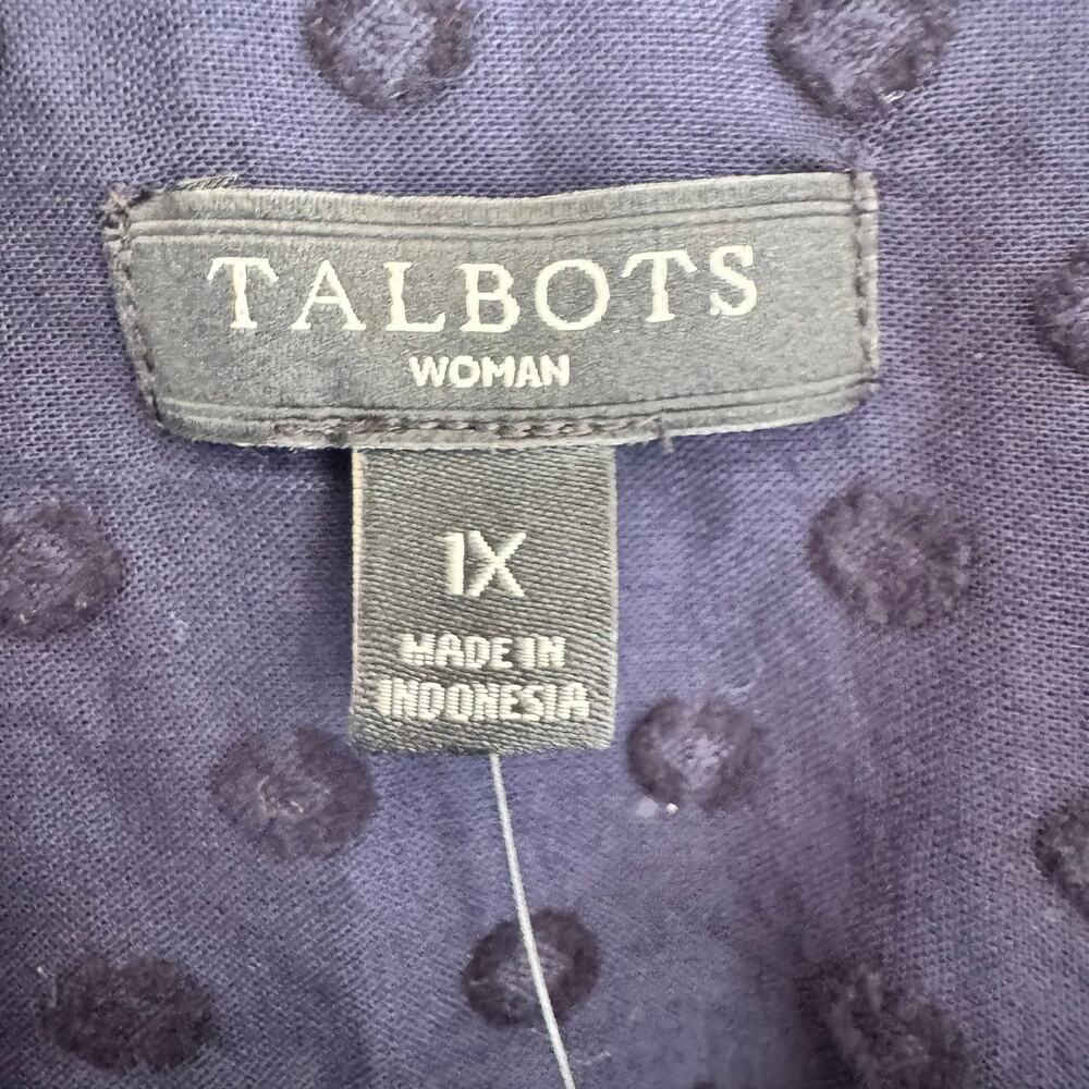 New Talbots Embroidered Button Front Shirt Top Blue Collared Long Sleeve Sz 1X - Picture 3 of 5